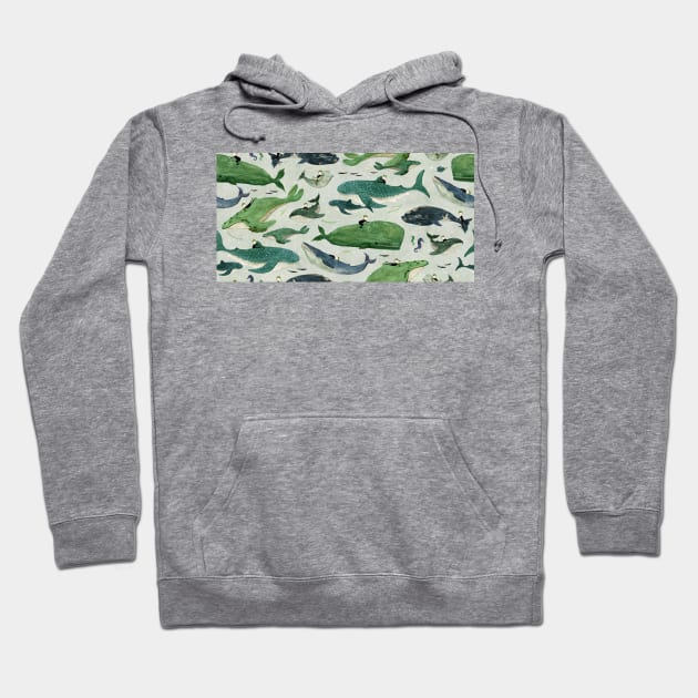 Whale rider cabbages Hoodie by katherinequinnillustration